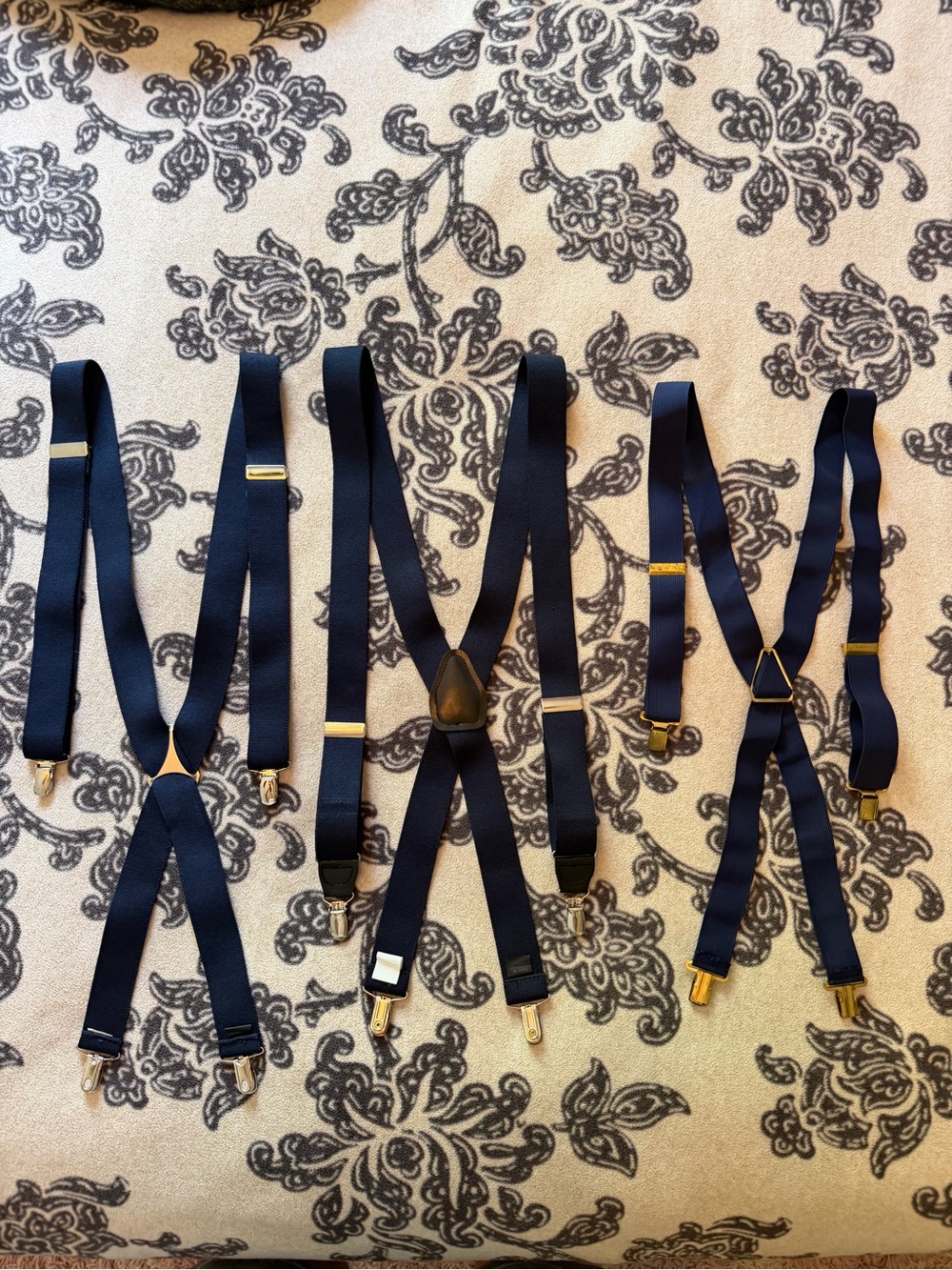 Navy Blue Adjustable Suspenders Set